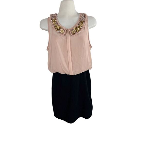 Candies Dress Chiffon Size Medium Peter Pan Collar Sleeveless One Piece Pencil - Picture 1 of 14